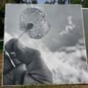 Bâche grand format collée sur panneau bois pour exposition artistique, impression noir et blanc haute définition sur support rigide extérieur