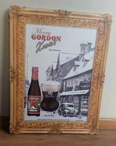 Impression UV sur bois encadré Gordon Xmas Beer décoration murale vintage bars restaurants B2B